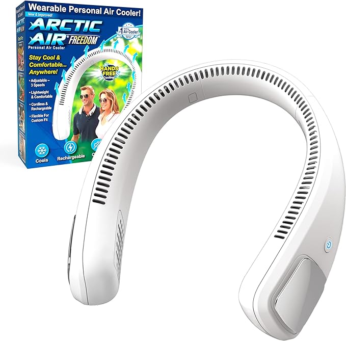 Arctic Air Freedom Wearable Neck Fan & Air Purifier | USB Rechargeable 3-Speed Personal Cooler for Indoor Outdoor Travel - NextGenzVolt