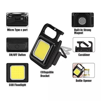 Portable Keychain Light | 500 Lumens Mini COB LED Flashlight with Foldable Handle & USB Rechargeable - NextGenzVolt