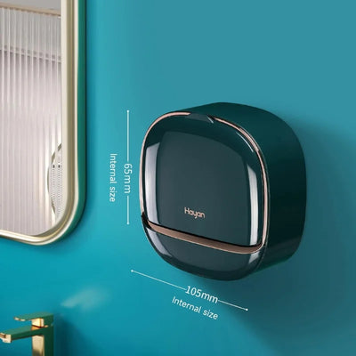 Dark Green | Self-Adhesive Wall-Mounted Luxury Soap Holder with Lid and Drainage Tray - NextGenzVolt