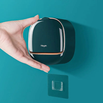 Dark Green | Self-Adhesive Wall-Mounted Luxury Soap Holder with Lid and Drainage Tray - NextGenzVolt