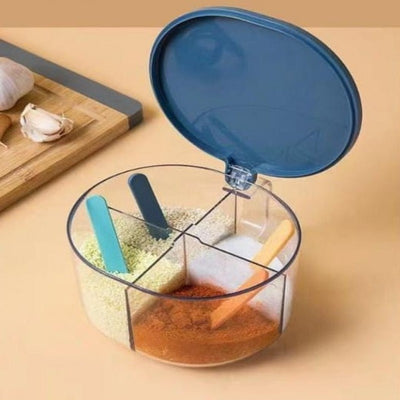 4 Compartments Spice Box | Masala Storage Box | Plastic Kitchen Organizer | Leak-Proof & Reusable - NextGenzVolt