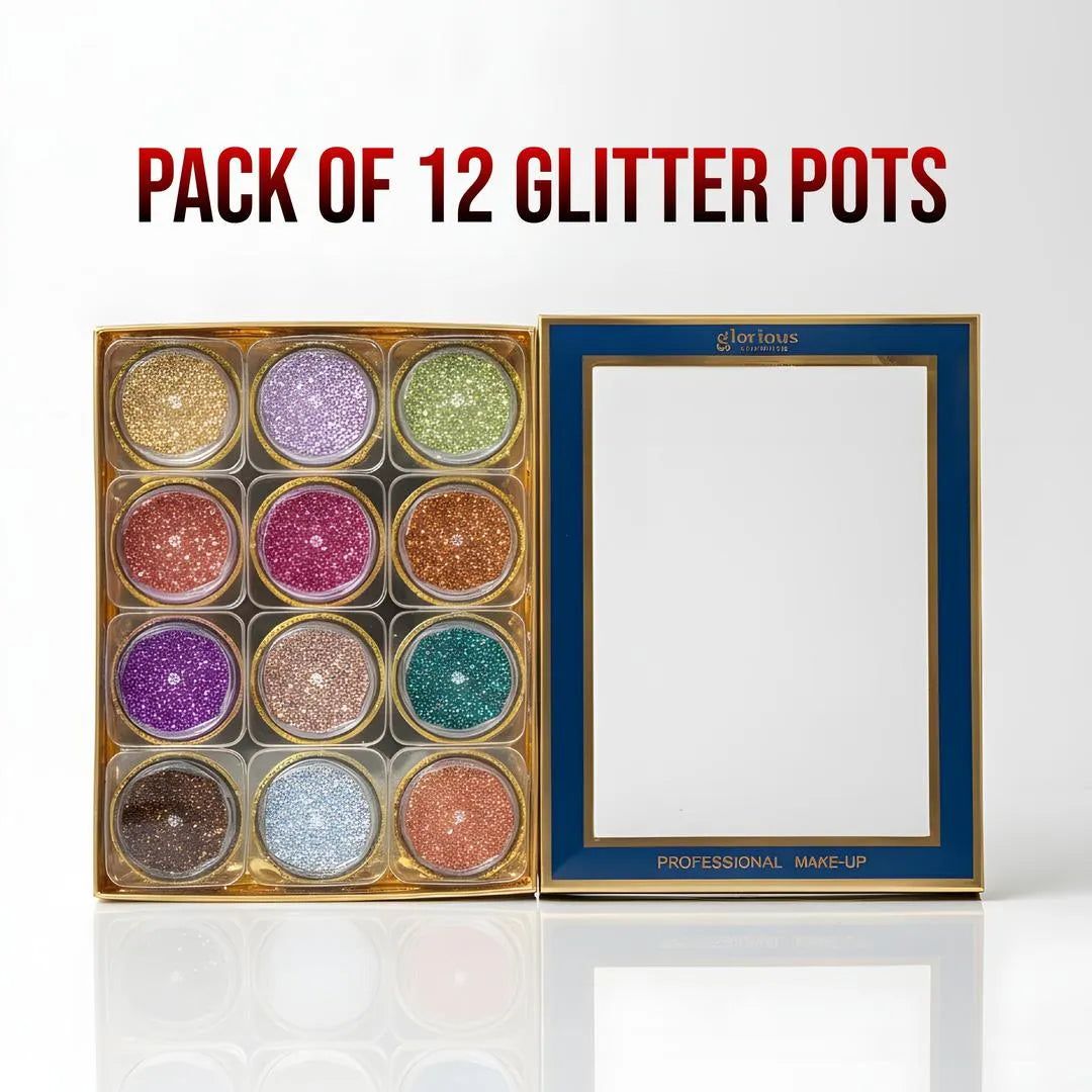 12 Pack Glitter Pots for Makeup & Festivals