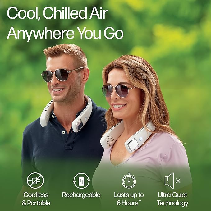 Arctic Air Freedom Wearable Neck Fan & Air Purifier | USB Rechargeable 3-Speed Personal Cooler for Indoor Outdoor Travel - NextGenzVolt
