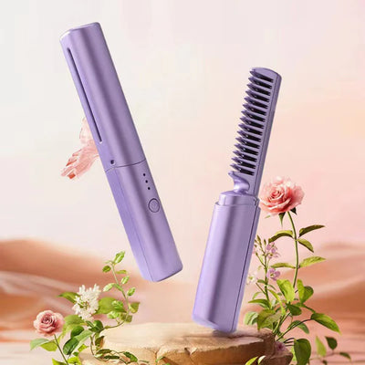 2 in 1 Rechargeable Hair Styling Brush, Straightener, Curler - NextGenzVolt