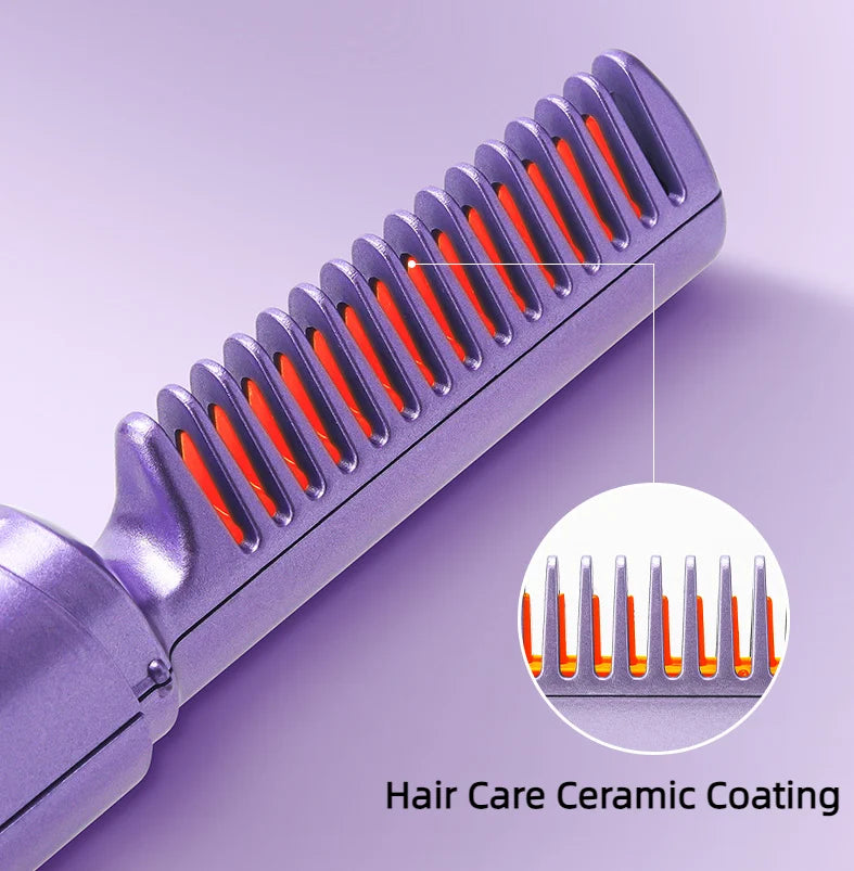 2 in 1 Rechargeable Hair Styling Brush, Straightener, Curler - NextGenzVolt