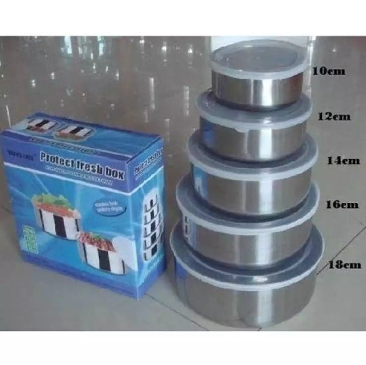 5pc Set Stainless Steel Bowl with Lid