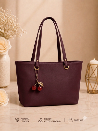 Cherry Charm Women's Tote Bag with Dual Zip