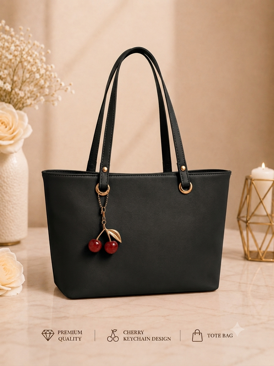 Cherry Charm Women's Tote Bag with Dual Zip