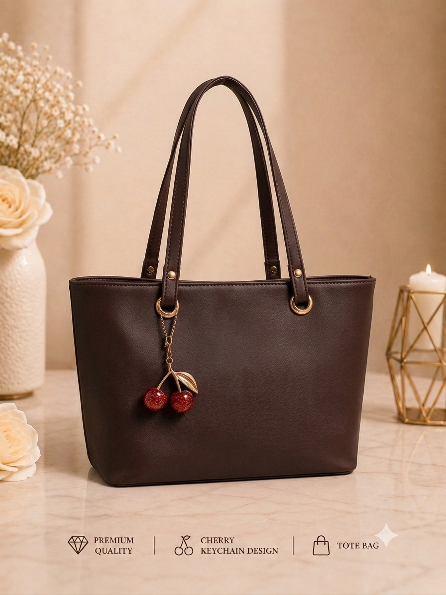 Cherry Charm Women's Tote Bag with Dual Zip