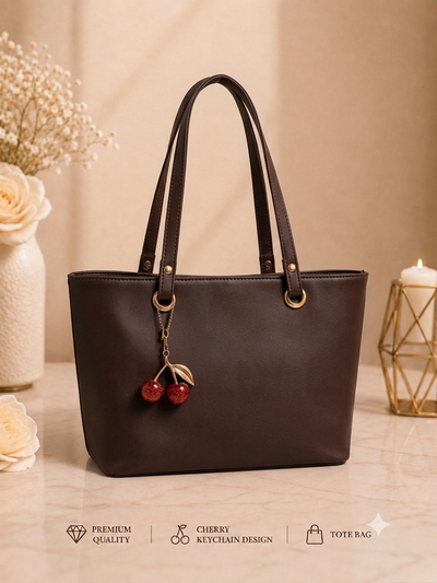 Cherry Charm Women's Tote Bag with Dual Zip