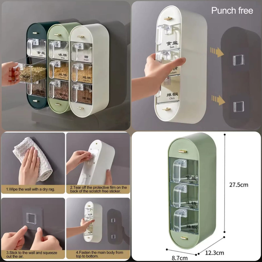 1Pc Wall-Mounted Seasoning Spice Rack