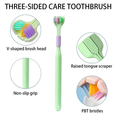 Three-Sided V-Shaped Toothbrush