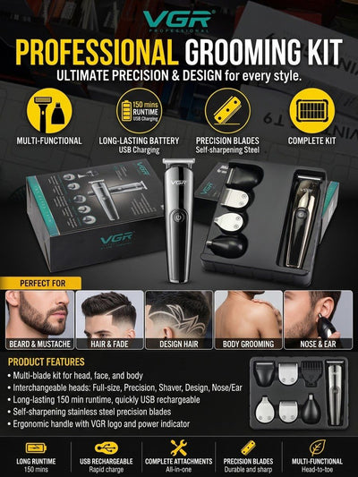 VGR V-107 11-In-1 Professional Grooming Kit