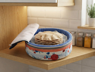 Floral Fabric Roti Box – Insulated Nan Keeper with Zipper Closure