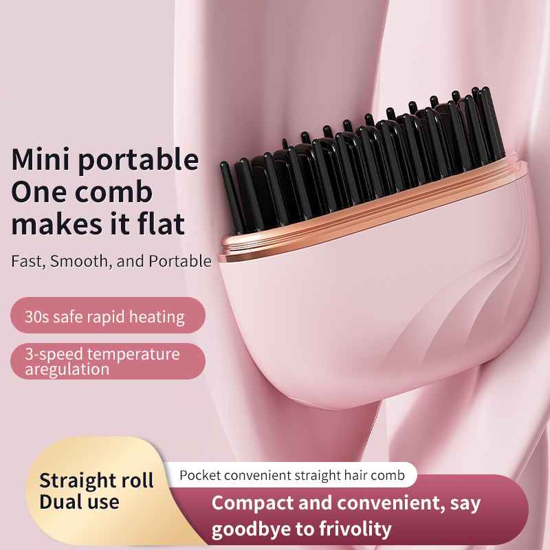 Mini Hair Straightener Comb, 2 in 1 Wireless