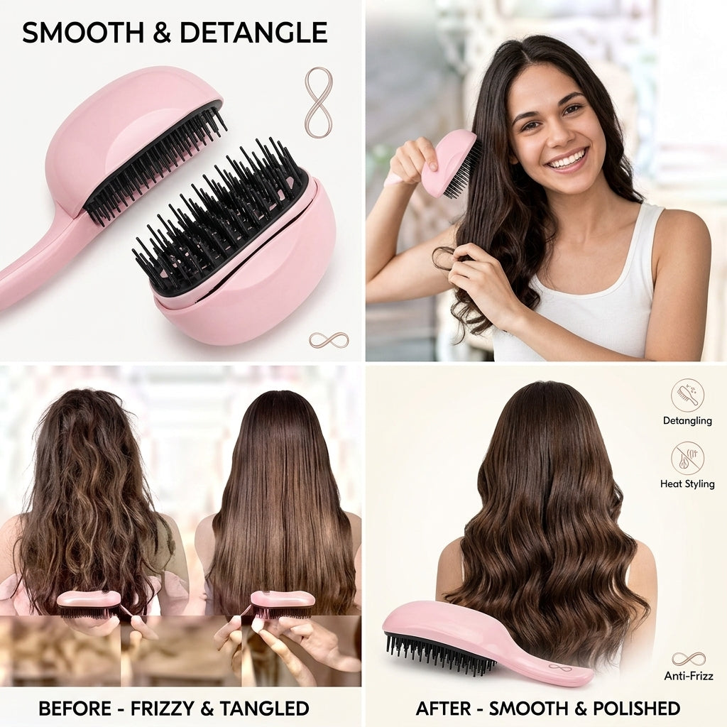 Mini Hair Straightener Comb, 2 in 1 Wireless