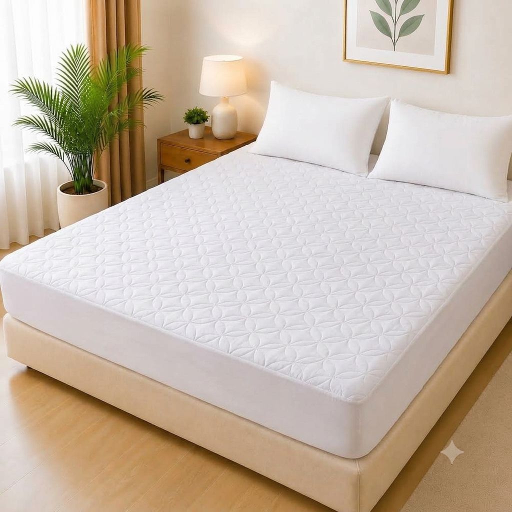 Ultrasonic Quilted Waterproof Mattress Protector – Joint-Free Fitted Cover (King Size)