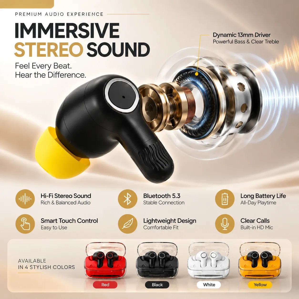 Buds Pro 6 Wireless Earbuds - ANC/ENC | Random Color