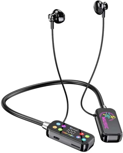 Wireless Neckband Earphones With LED Display Portable Audio Headset