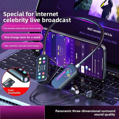 Wireless Neckband Earphones With LED Display Portable Audio Headset