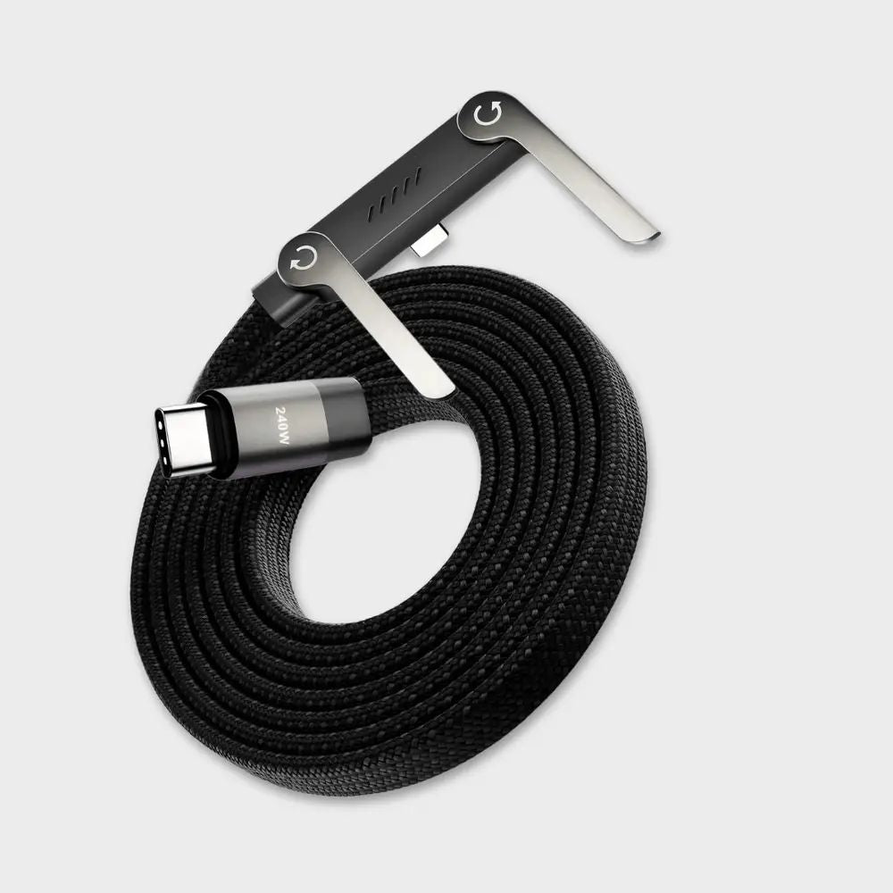 240W Fast Charging & Data Cable with Integrated Phone Stand
