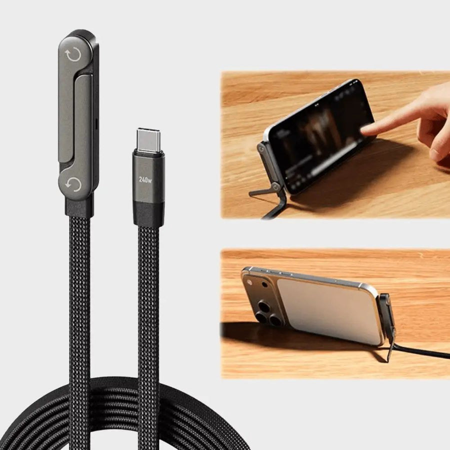 240W Fast Charging & Data Cable with Integrated Phone Stand