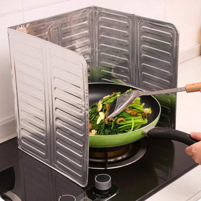 3-Sided Oil Proof Aluminum Foil Splatter Guard | Foldable Heat Insulation for Kitchen Stove | Silver - NextGenzVolt