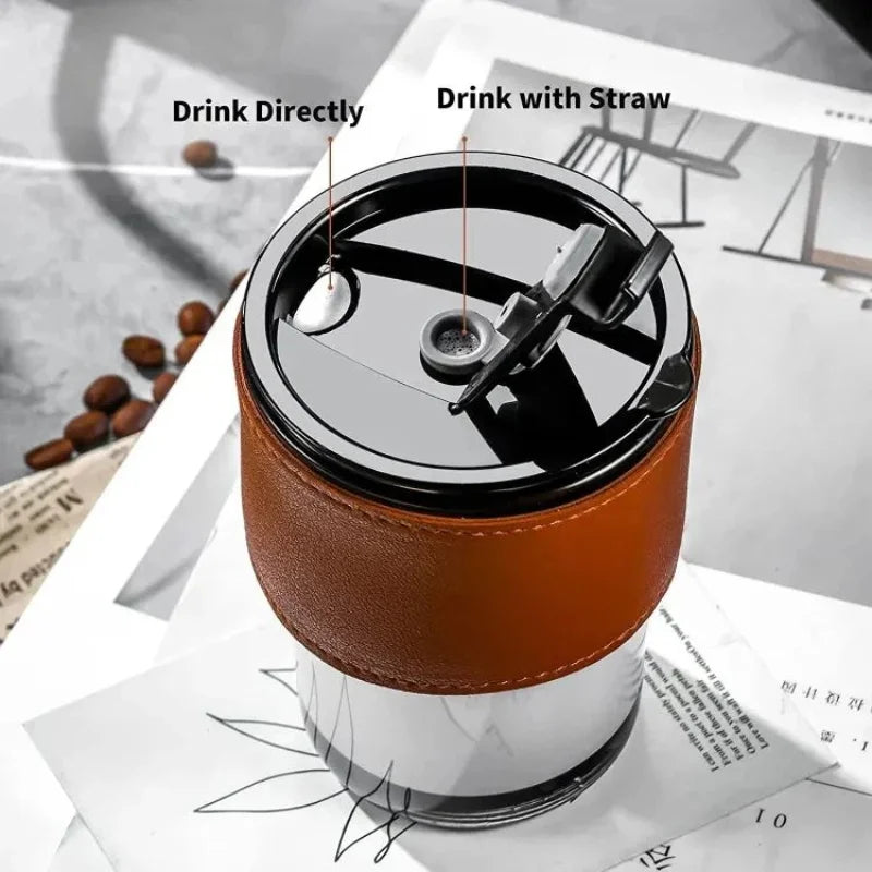 Bamboo Joint Glass Cup with Lid & Straw | 13oz Can-Shaped Tumbler with Leather Sleeve - NextGenzVolt