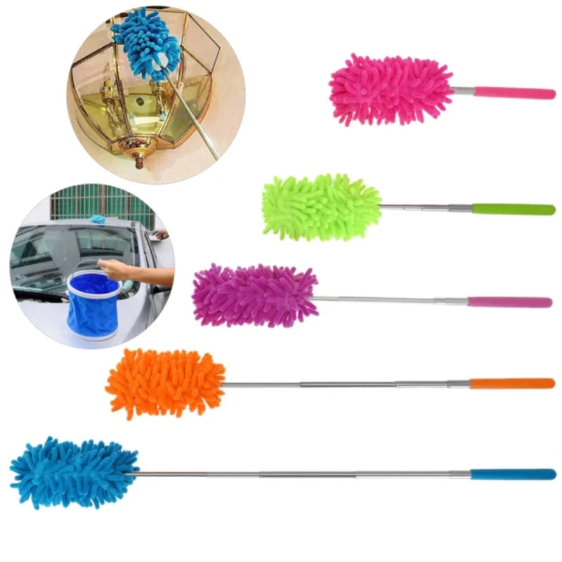 Flexible Micro-Fiber Duster With Telescopic Stainless Steel Handle | Fan & Home Cleaning | Random Colors - NextGenzVolt