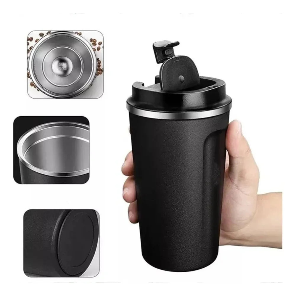 Black 510ML Stainless Steel Vacuum Insulated Thermos Flask Travel Mug with Temperature Display - NextGenzVolt