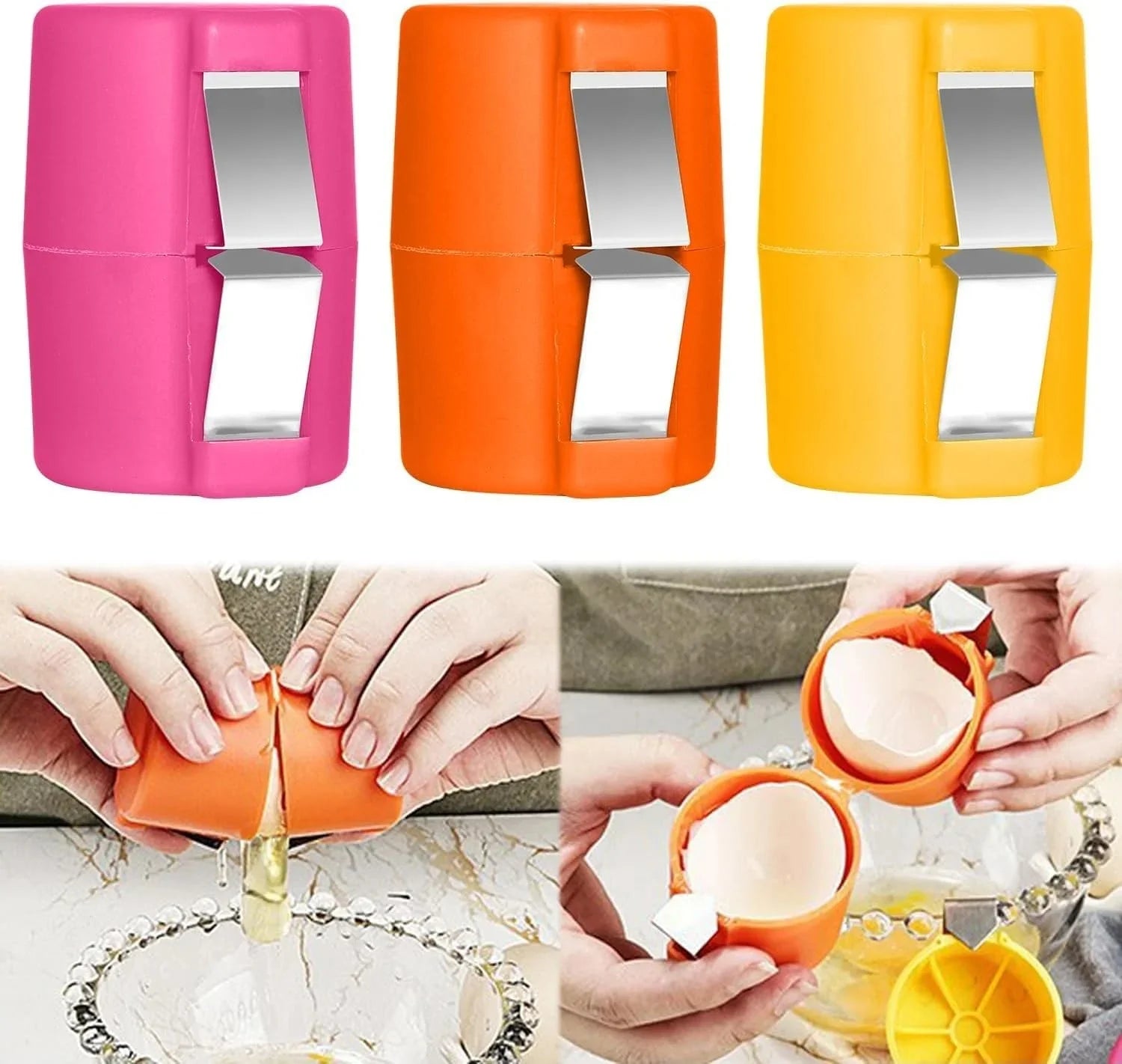 Efficient Egg Opener & Egg Shell Cracker Tool | Stainless Steel Egg Shell Opener Kitchen Gadget for Raw & Boiled Eggs | Random color - NextGenzVolt