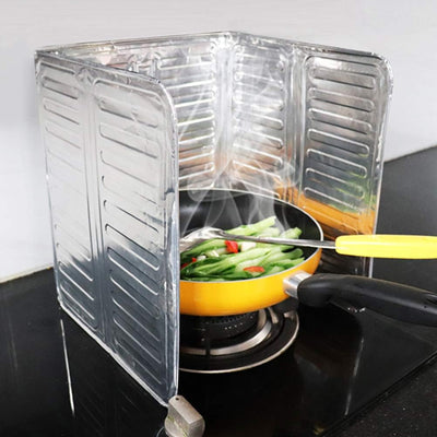 3-Sided Oil Proof Aluminum Foil Splatter Guard | Foldable Heat Insulation for Kitchen Stove | Silver - NextGenzVolt