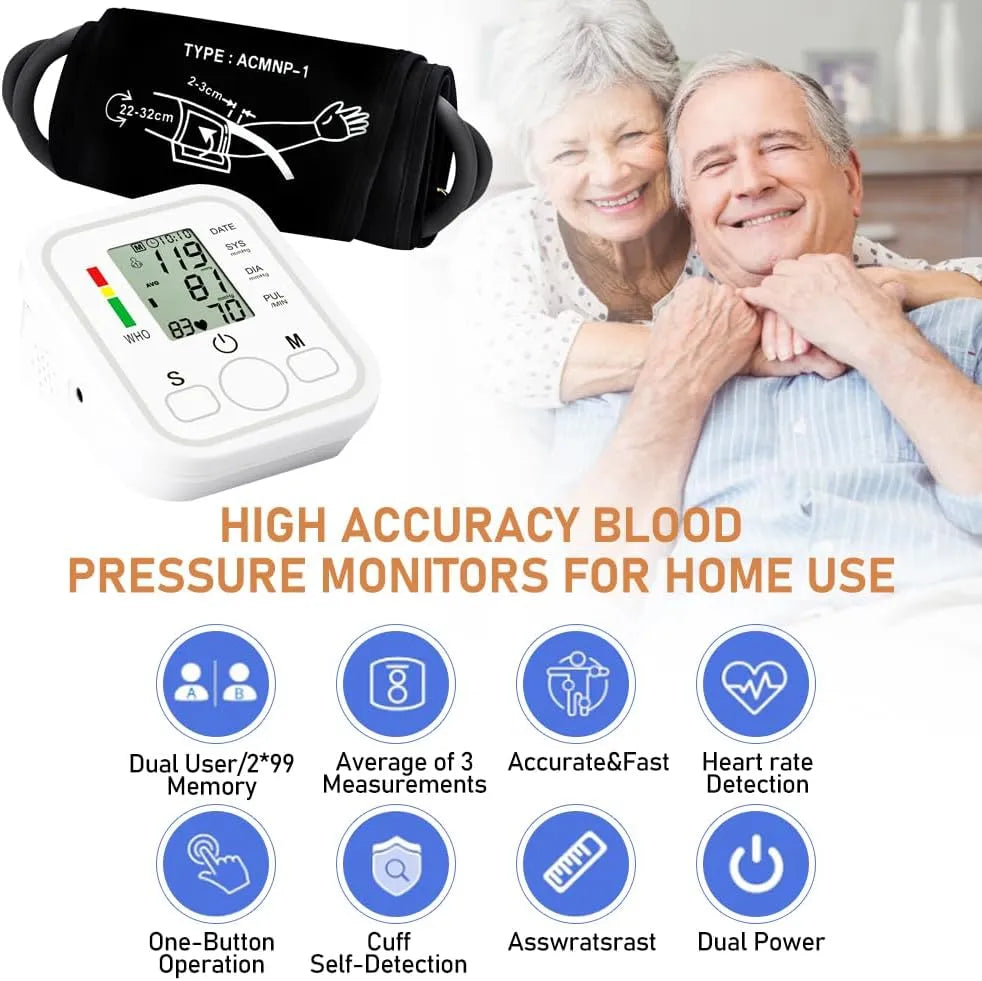 Digital Blood Pressure Monitor | Upper Arm Automatic BP Machine with Large LCD Display, Memory Storage & Voice Function for Home Monitoring - NextGenzVolt