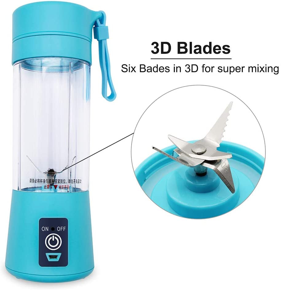 Portable 6-Blade USB Rechargeable Juicer Blender for Smoothies Shakes Baby Food and Outdoor Use | Random Color - NextGenzVolt