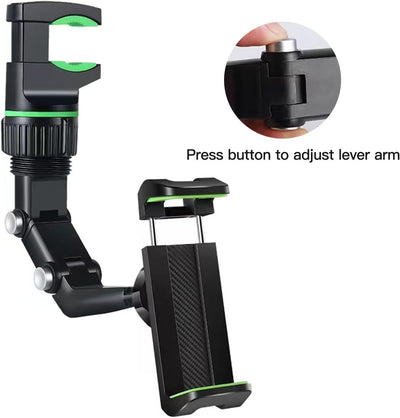 Universal Car Rearview Mirror Phone Holder | Hands-Free Adjustable Mount for Smartphones & GPS - NextGenzVolt
