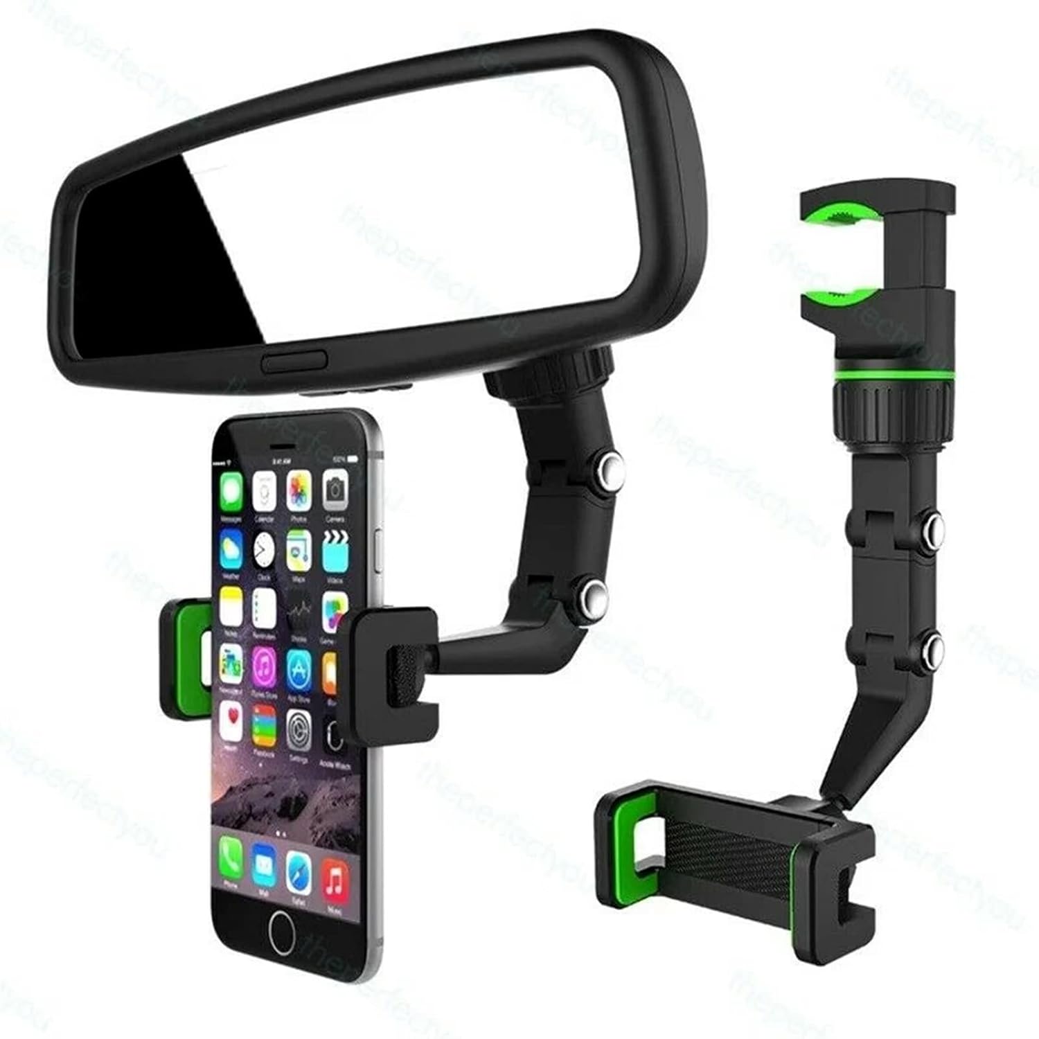 Universal Car Rearview Mirror Phone Holder | Hands-Free Adjustable Mount for Smartphones & GPS - NextGenzVolt