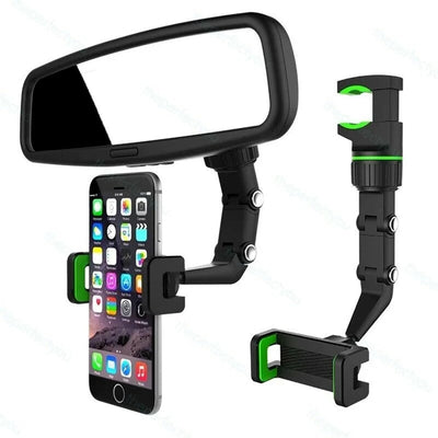 Universal Car Rearview Mirror Phone Holder | Hands-Free Adjustable Mount for Smartphones & GPS - NextGenzVolt