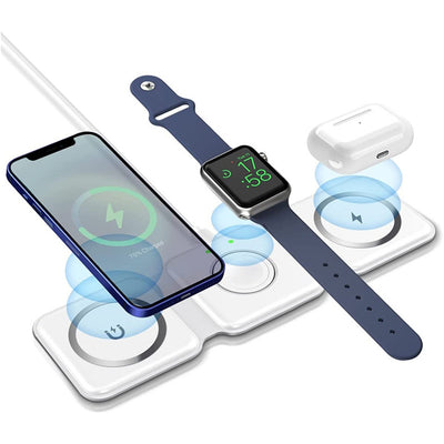 3-in-1 Foldable Magnetic Wireless Charger 15W Charging Station for iPhone Apple Watch and AirPods - NextGenzVolt