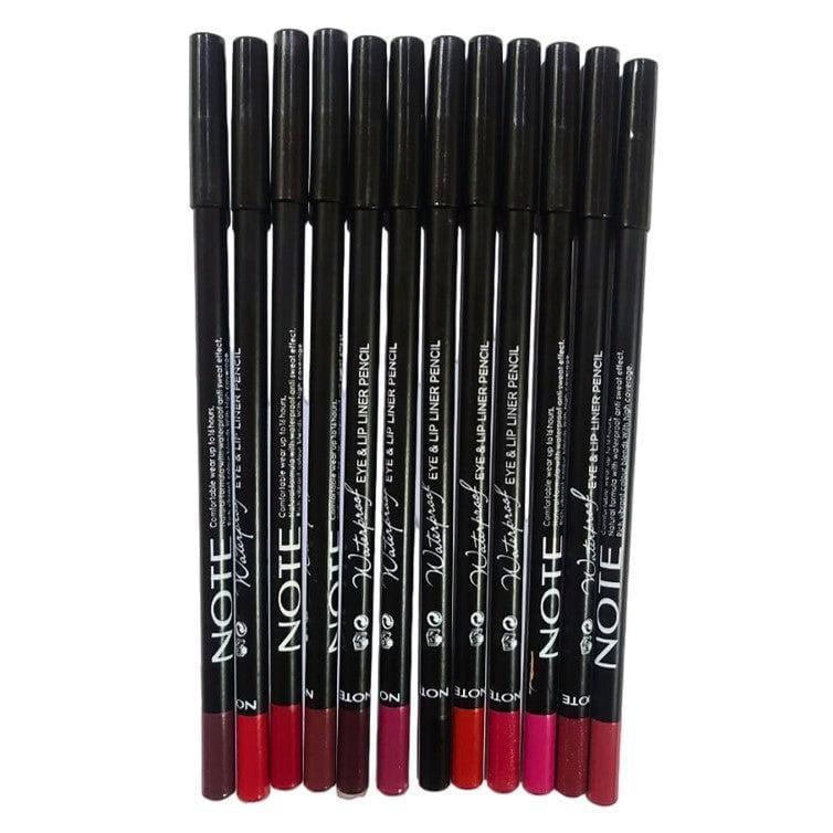 Waterproof Eye & Lip Liner Pencil Set of 12