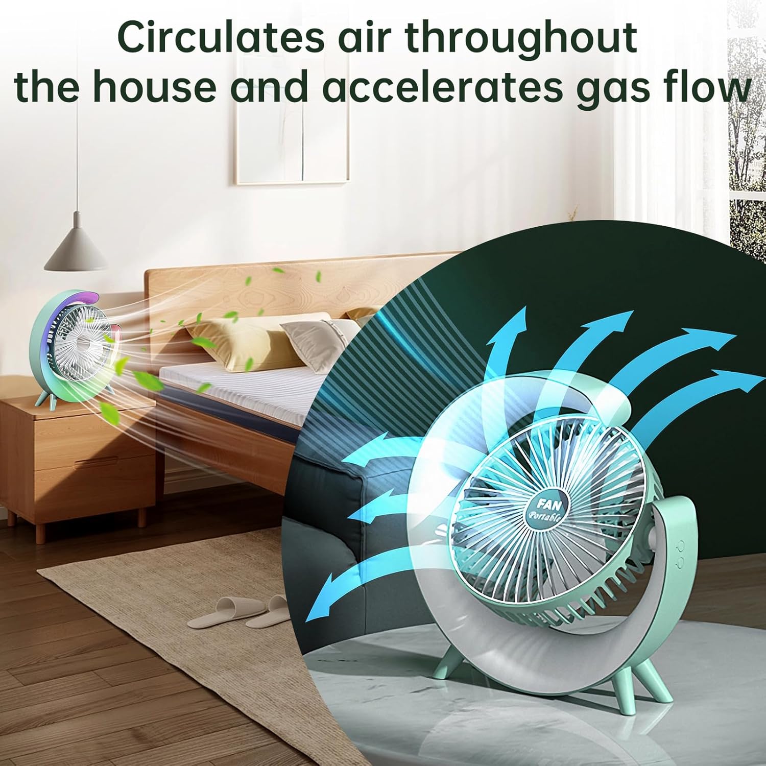 Colorful USB Rechargeable Desktop Fan | Silent Cooling, LED Ambient Light, 3-Speed Rotation - NextGenzVolt