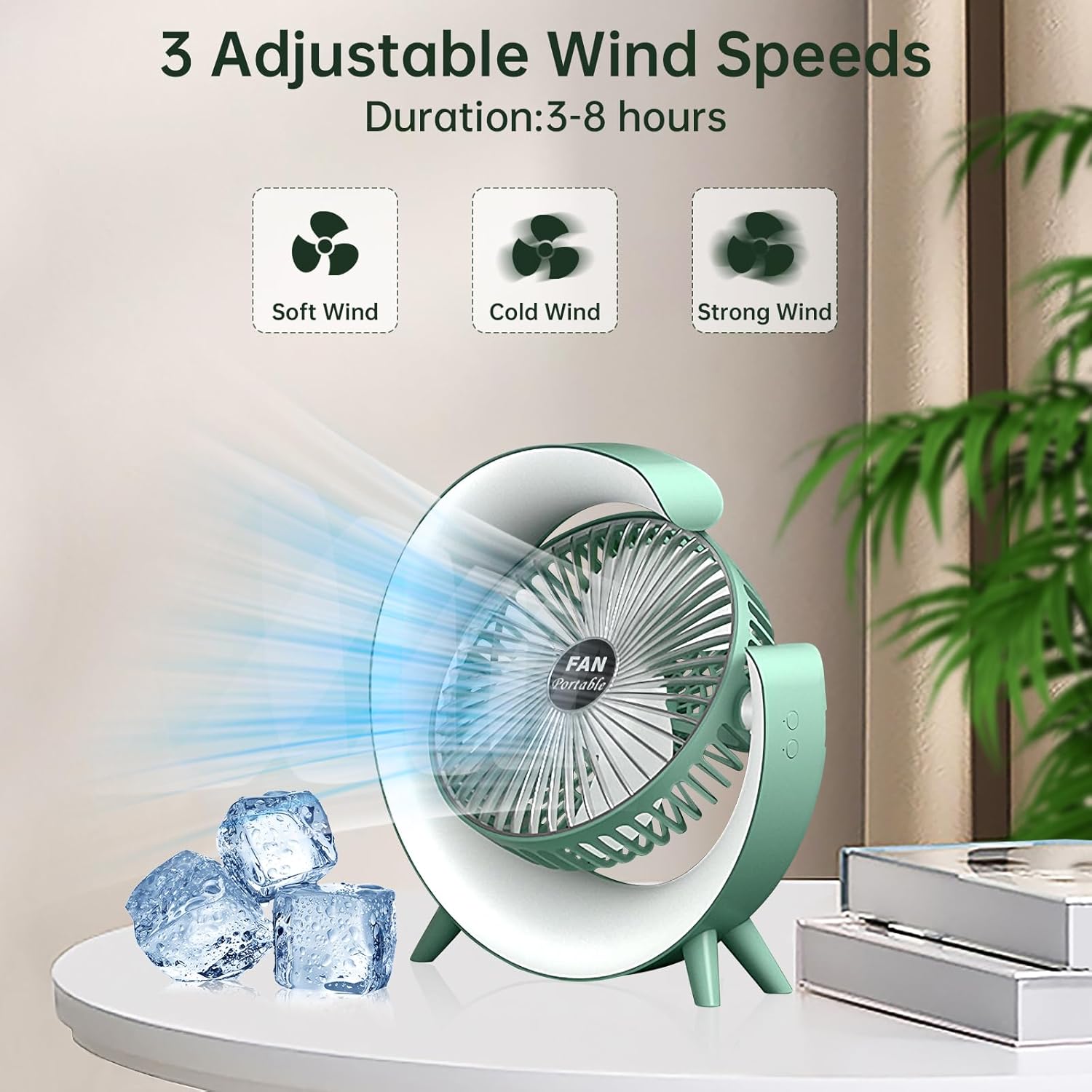 Colorful USB Rechargeable Desktop Fan | Silent Cooling, LED Ambient Light, 3-Speed Rotation - NextGenzVolt