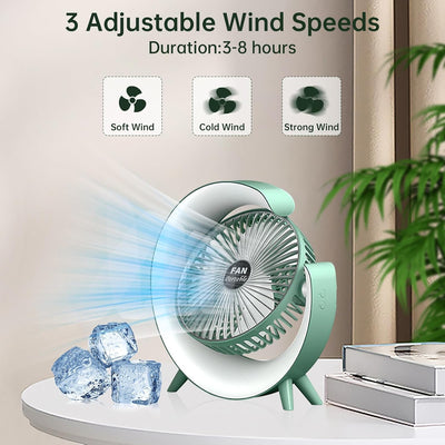 Colorful USB Rechargeable Desktop Fan | Silent Cooling, LED Ambient Light, 3-Speed Rotation - NextGenzVolt