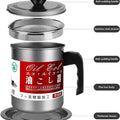 1.4L Fryer Oil Filter Pot Carbon Steel Jug with Stainless Steel Strainer Lid