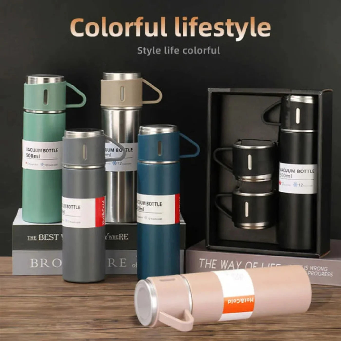 3 Cup 500ML Double-Layer Stainless Steel Vacuum Flask Set | Hot & Cold | Travel Thermos - NextGenzVolt