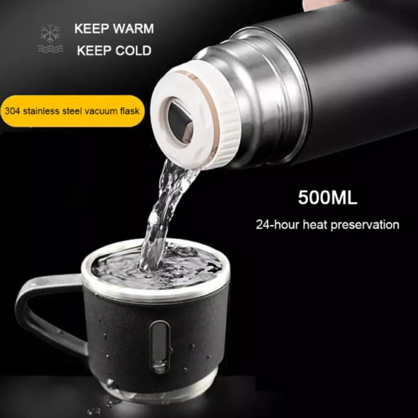 3 Cup 500ML Double-Layer Stainless Steel Vacuum Flask Set | Hot & Cold | Travel Thermos - NextGenzVolt