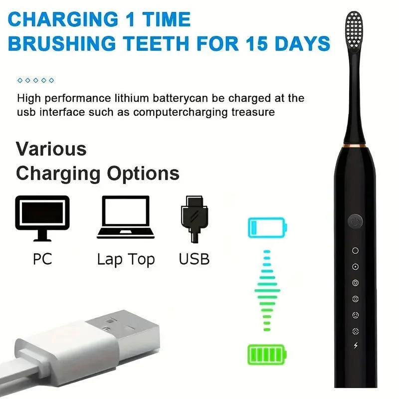 X3 Sonic Electric Toothbrush Rechargeable | USB Fast Charging Toothbrush with 3 Modes Deep Cleaning Whitening & Gum Care