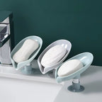 Leaf-Shaped Self-Draining Soap Holder | Stylish Waterfall Design with Suction Base for Bathroom & Kitchen | Random Colors