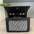 Black | Dior Oblique Canvas & Leather Flap Clutch | Luxury Designer Handbag for Women