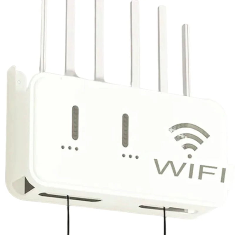White WiFi Router Storage Box & Wall Mount Shelf Universal Cable Organizer | Space-Saving Holder for Modem, Set-Top Box & Smart Devices | Home & Office Use - NextGenzVolt