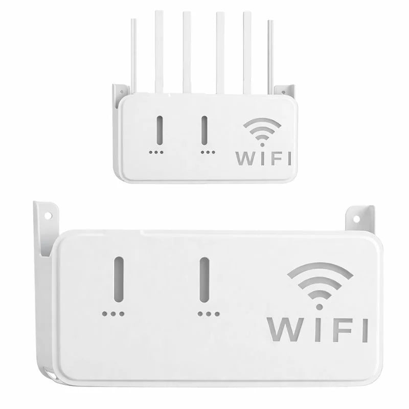 White WiFi Router Storage Box & Wall Mount Shelf Universal Cable Organizer | Space-Saving Holder for Modem, Set-Top Box & Smart Devices | Home & Office Use - NextGenzVolt